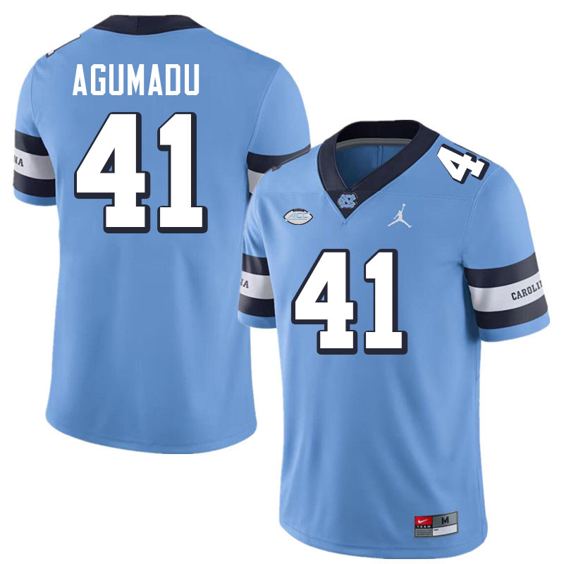 #41 Jonathan Agumadu North Carolina Tar Heels College Football Jersey Stitched-Retro Blue